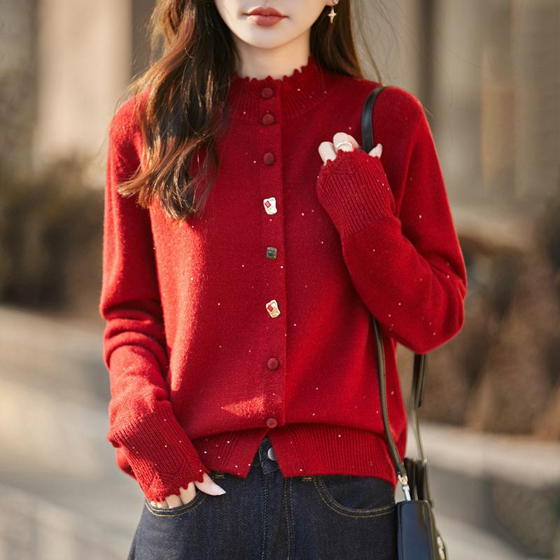 2026 Colorful Women's Slimming Knit Button Cardigan, Plus Size Autumn/Winter Sweater Coat