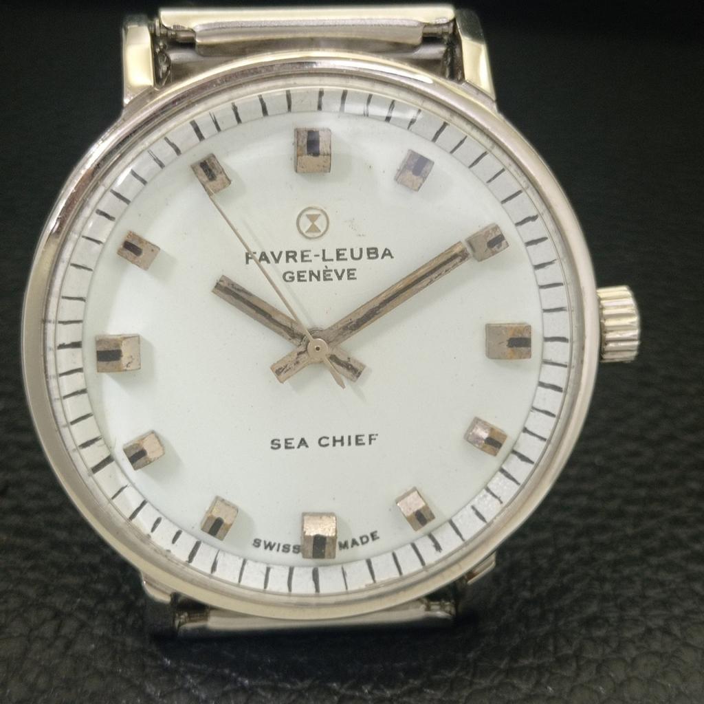 FAVRE LEUBA SEA CHIEF VINTAGE HAND-WINDING SWISS MENS WHITE DIAL WATCH a703837-1