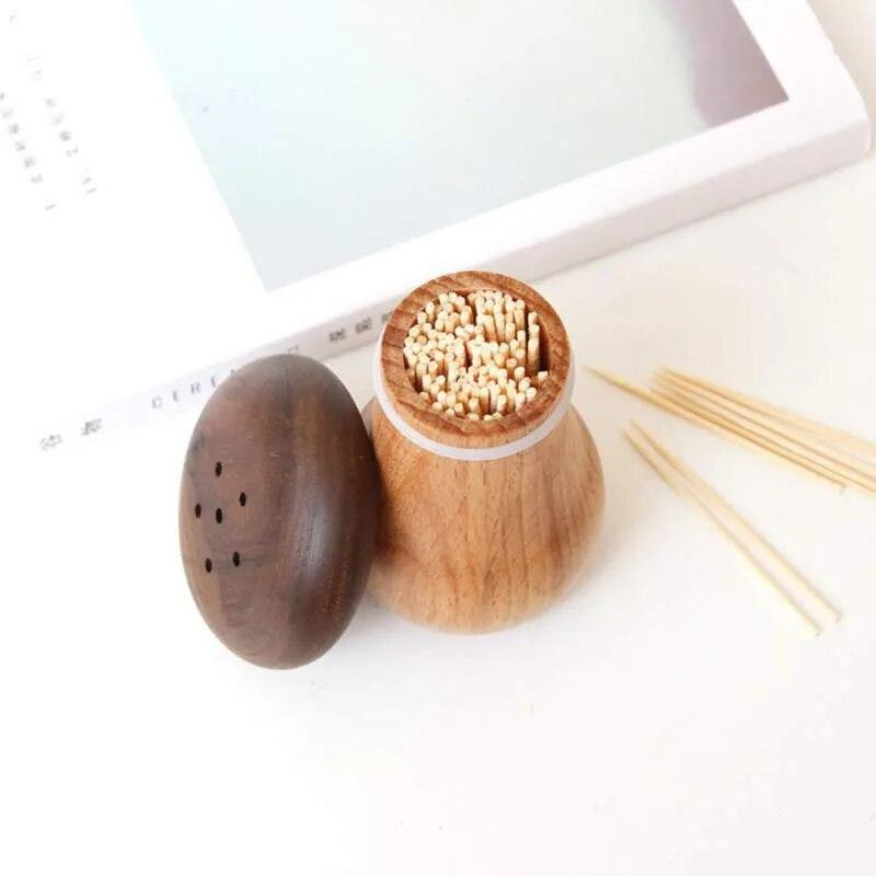 Exquisite Household Wooden Toothpick Holder Portable Mushroom Toothpick Automatic Dispensers For Kitchen