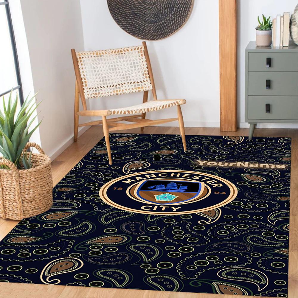 Manchester City Personalized Text Floor Mat Design for Foyer Living Rooms Entryway Playrooms Antislip Carpet Decorate Offices Wedding Party Gift