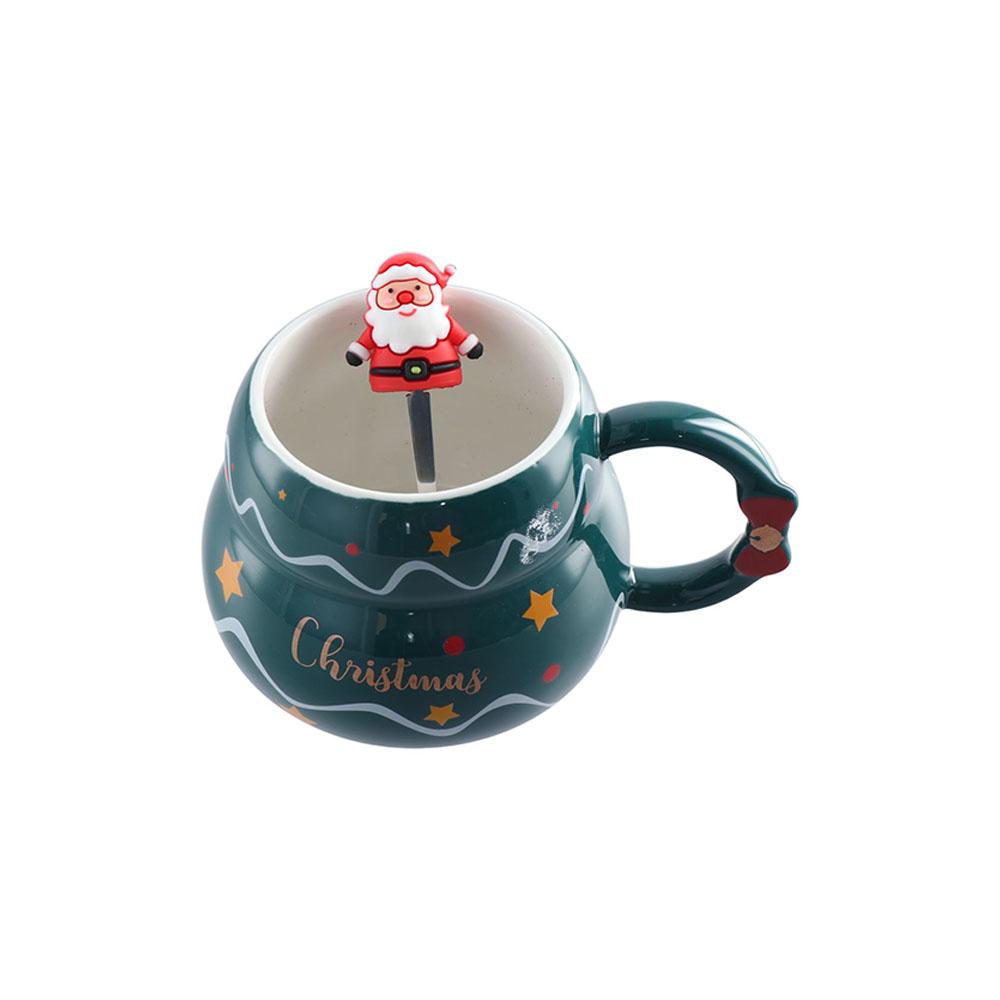 With Lid and Spoon Santa Claus Water Cup Ceramic Christmas Ceramic Cup Creative   New Year
