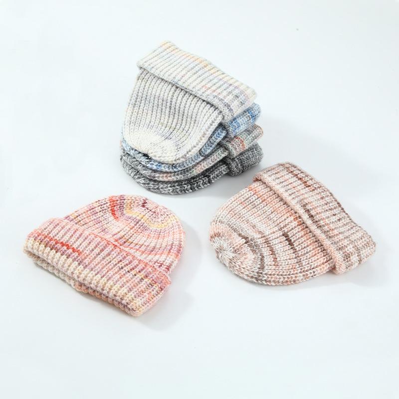 Wool Knitted Hat Women's Winter, Versatile Warm Autumn and Winter Multi-color Flanged Ear Protector Wool Hat Cold Hat