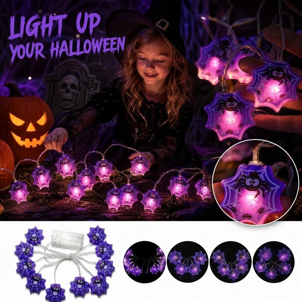 Halloween String Lights, Purple Design, 1.5m 10 LED Lights for Outdoor Holiday Decor