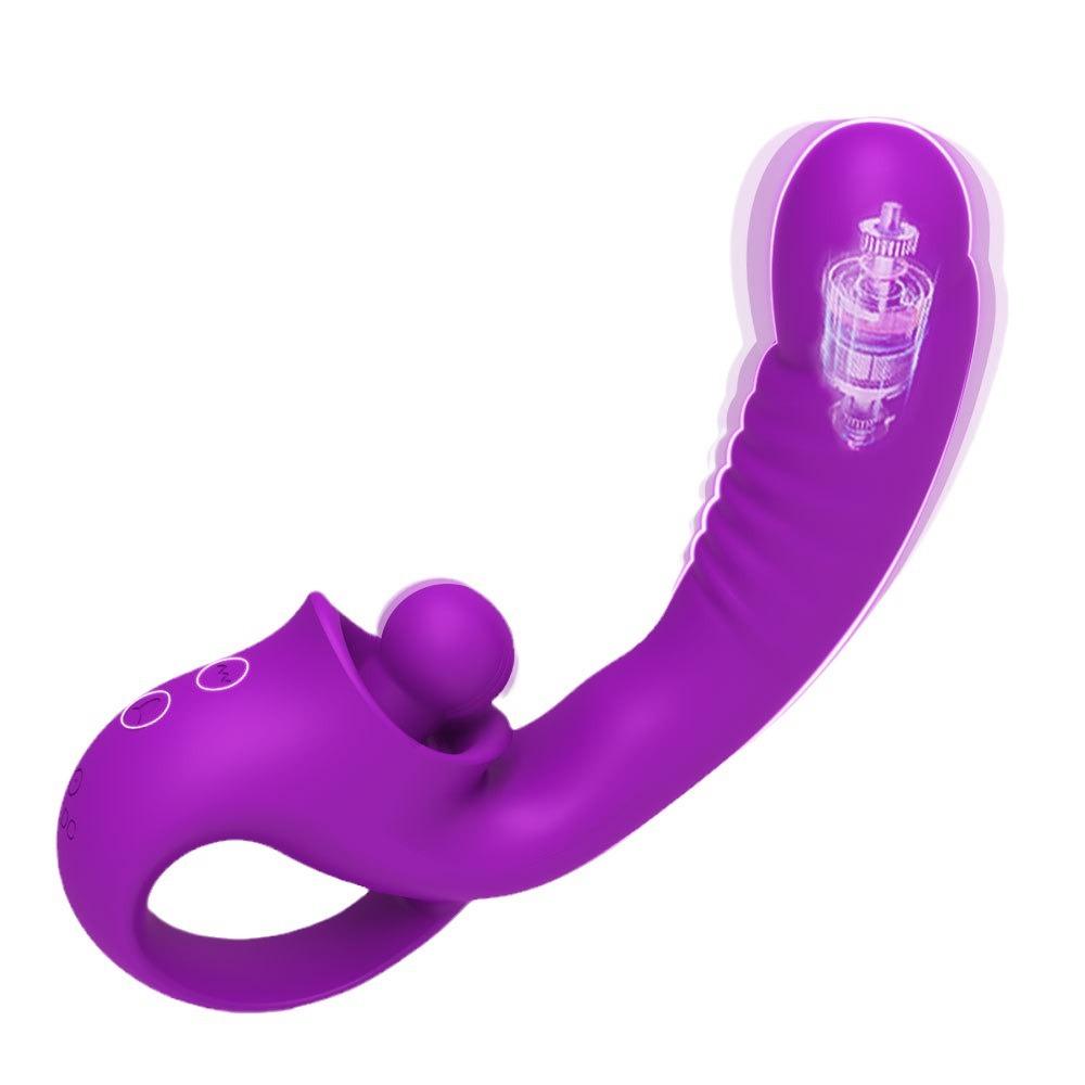 2 i 1 tungevibrator kvinnelig erotisk klitorisstimulator 10 frekvenser Oppladbar vanntett silikon for voksne Erotikk for kvinner og par
