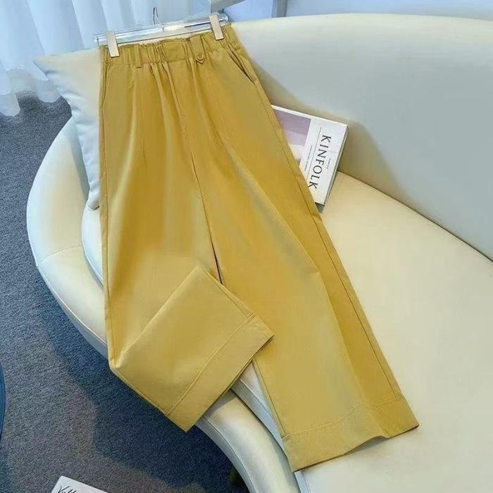 

Summer 2025 Women s High-Waisted Tulip Wide-Leg Pants - Fashionable, Slimming, Casual Fit 3XL жёлтый