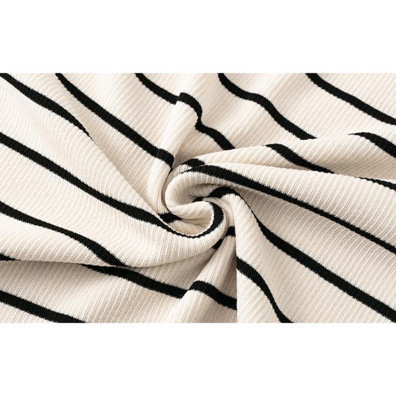 Damen Schlankmachendes Gestreiftes T-Shirt Kleid, Sommer Locker Gerades Strickkleid