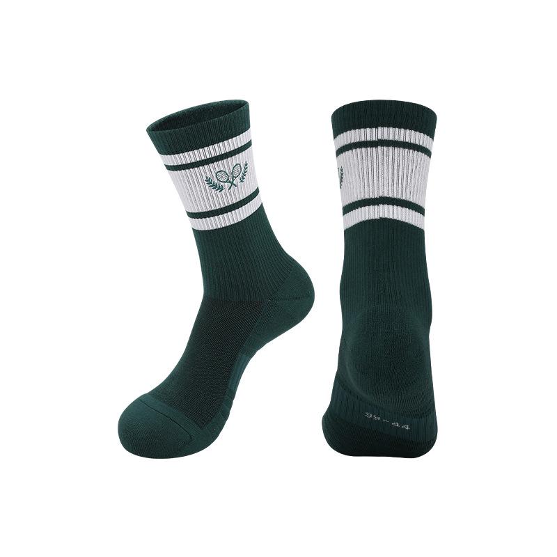 Non-slip Shock-absorbing Breathable Tennis Socks with Sweat-wicking Towel Bottom, Mid-calf Sports Training Socks M (Size 34-38)