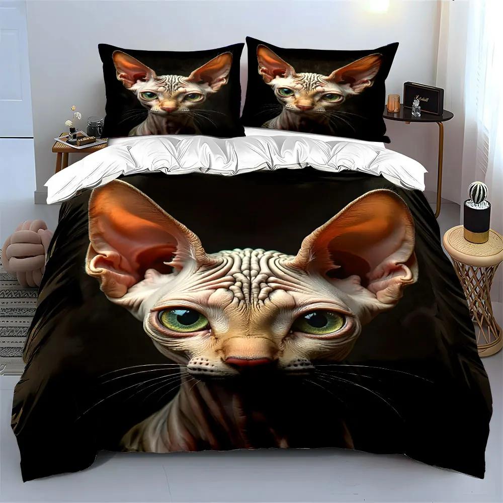 "Cat-Themed Home Decor Set" Soft Comfortable Duvet Cover Bedding Set Included 1*Duvet Cover & 2*Pillowcases Gift