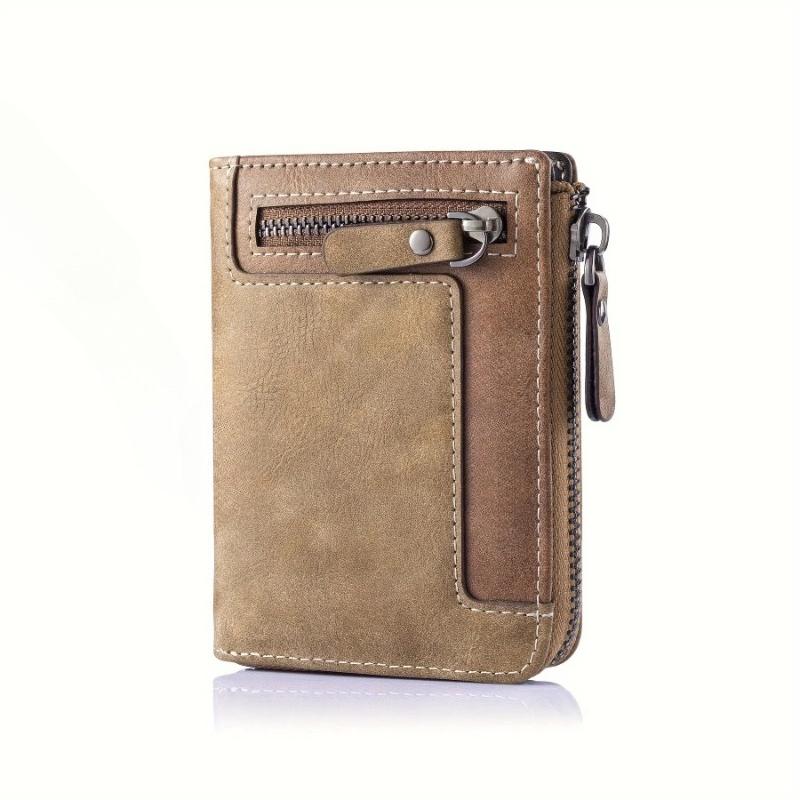 Aliwood Hoge Kwaliteit Herenportemonnee Nubuck Leer Blokkerend Multi Luxe Designer Geldclip Kaarthouder Sleuf 3-voudig Portemonnee bruin