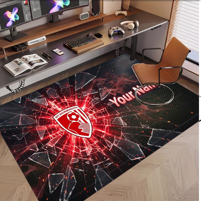 Personalized Crystal Velvet Carpet Bournemouth Football Pattern Non Slip Floor Rug
