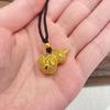 Retro Chinese Style Hollow Out Carved Flower Gourd Necklace for Women Glossy Antique Gold Craftsm Pendant Collar Chain Jewelry