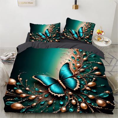 Colorful Retro Butterfly 3D Print Pattern (three-piece Set) Single Double Queen Quilt Cover Pillowcase Bedding Set