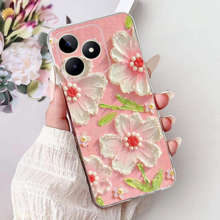 Für Realme Note 50 Hülle RMX3834 Niedliche Katze Bemalte Abdeckung Klare Silikon Weiche TPU Handyhülle Für Realme Note 50 Note50 Fundas Coque