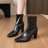 Fashion Pointed Toe Soft Leather Women'S Ankle Boots Autumn Winter Stiletto Short Boots Side Zipper Design Party Women'S Shoes