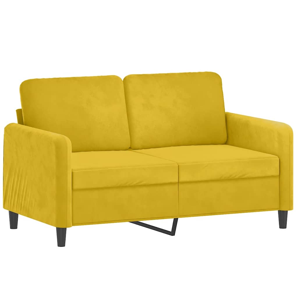 Vidaxl 2-Osobowa Sofa Z Poduszkami, Żółta, 120 Cm, Aksamit