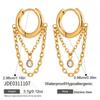 Wonderswan Stainless Steel Tassel Chain Hoop Earrings