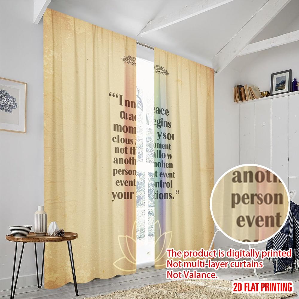 2pcs 2D Flat Printing Party Curtains Inner Peace Lotus Flower 100% Polyester Without Electricity Festive Holiday for Holiday