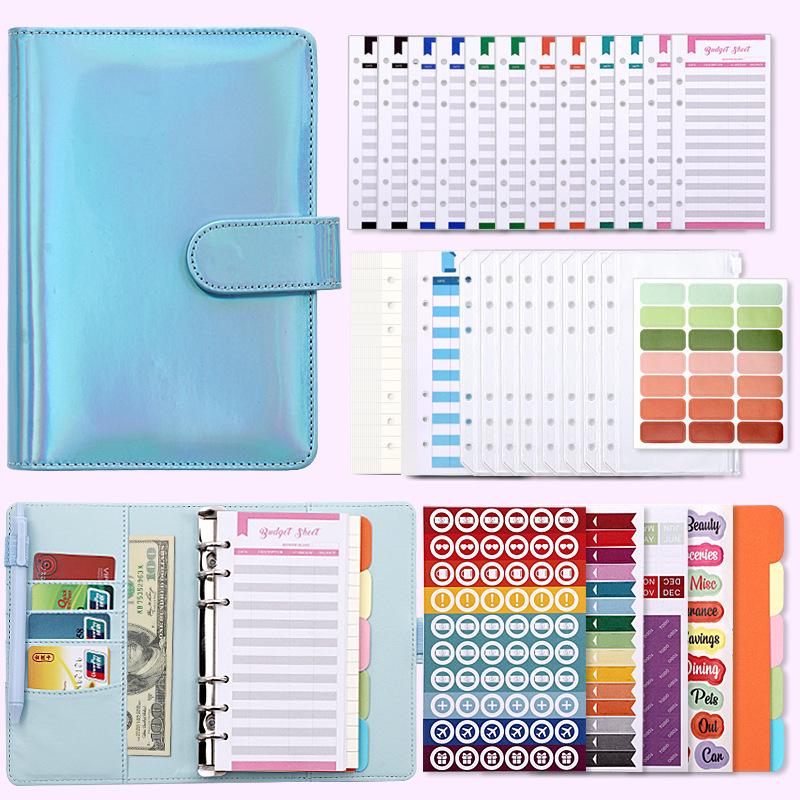 Colorful A6 PU Leather Macaron Budget & Account Book - Multi-functional Cash Diary & Storage Planner