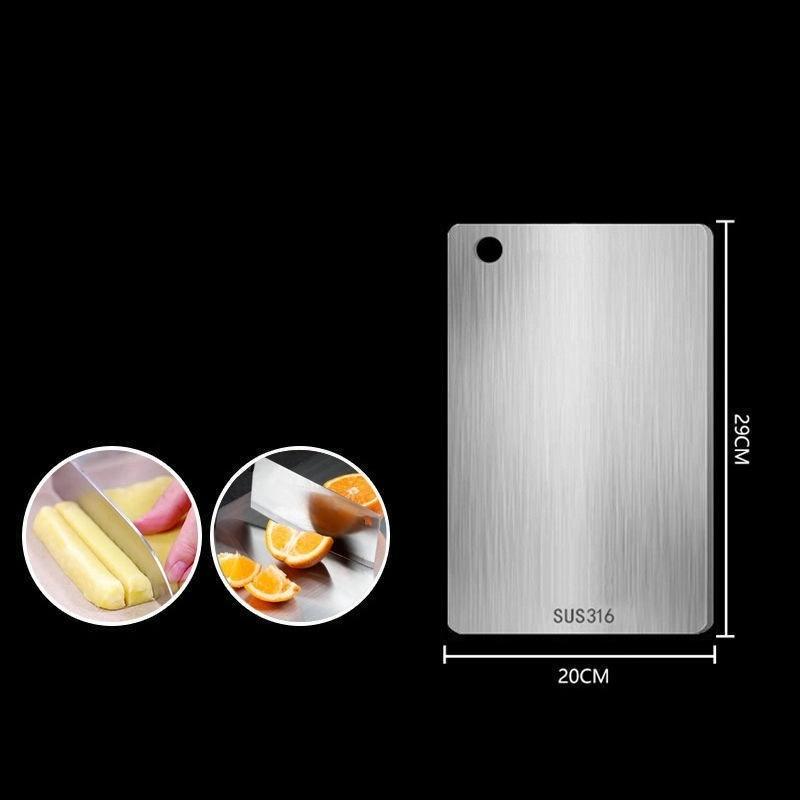 Antibacterial 316 Stainless Steel Double-Sided Cutting Board - Large, Thick, and Mildew-Proof