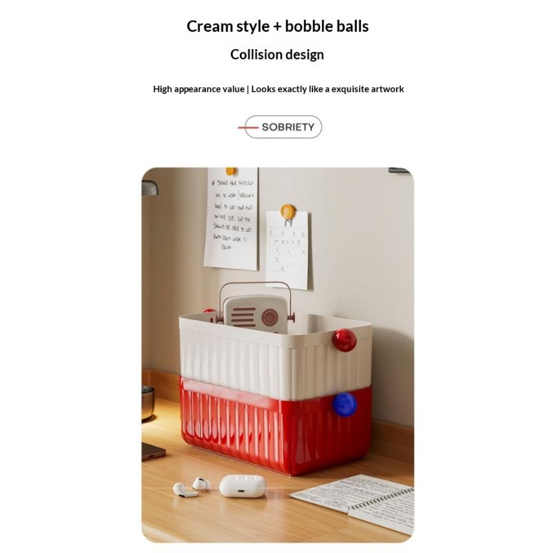 Dopamine Ball Storage Box Multi Functional Office Desk Storage Basket Stationery And Miscellaneous Sorting Desktop Storage Box