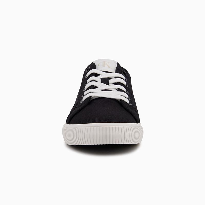 Calvin Klein Round Toe Lace-Up Logo Low Top Canvas Sneakers Men Sneakers Black White YM01209-0GM