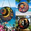 Sun Moon Flower Hanging Sign Round Indoor Outdoor Front Door Window Wall Art Acrylic Welcome Plate Pendant Decoration