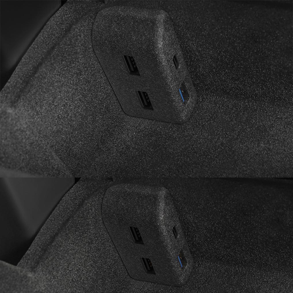 Glove Box Docking Station For Tesla Model Y 3 Quick Charger 4 USB type-c Shunt Hub Flocking Adapter Powered Splitter Extension