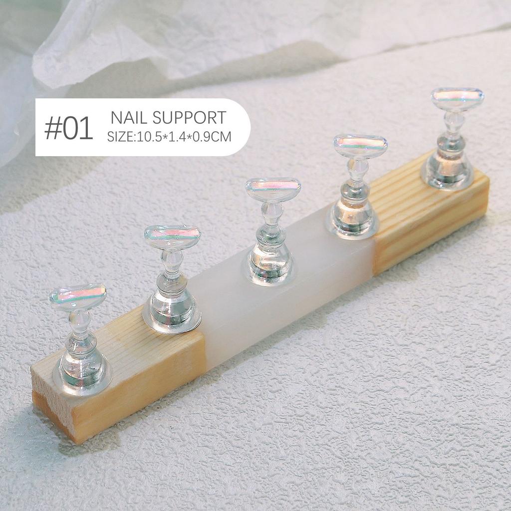 Wind Log Manicure Practice Base Piece Alloy Dumb Gold Nail Holder Nail Piece Mud Clay Armor Wearing Tool