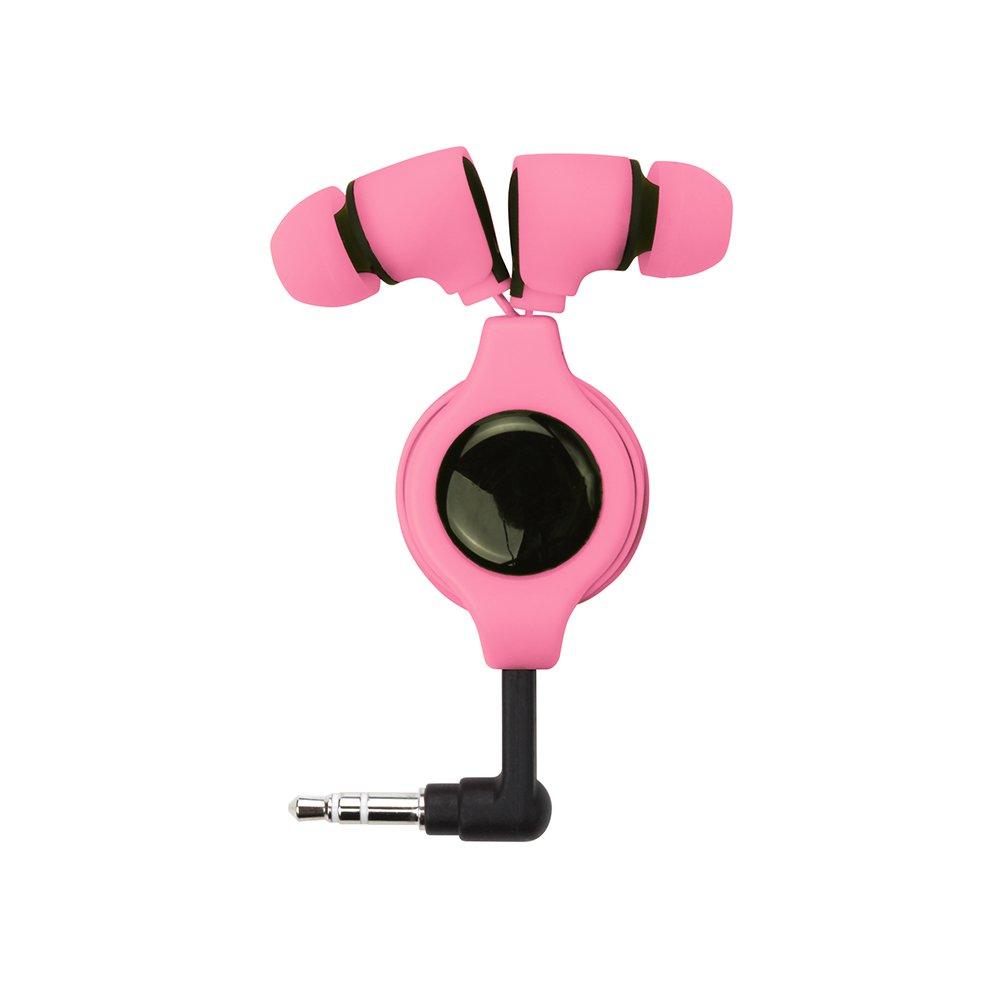 Stereo Inner Ear Headphones Reel Type PG-SIH4PK4 (Pink) 0.8m
