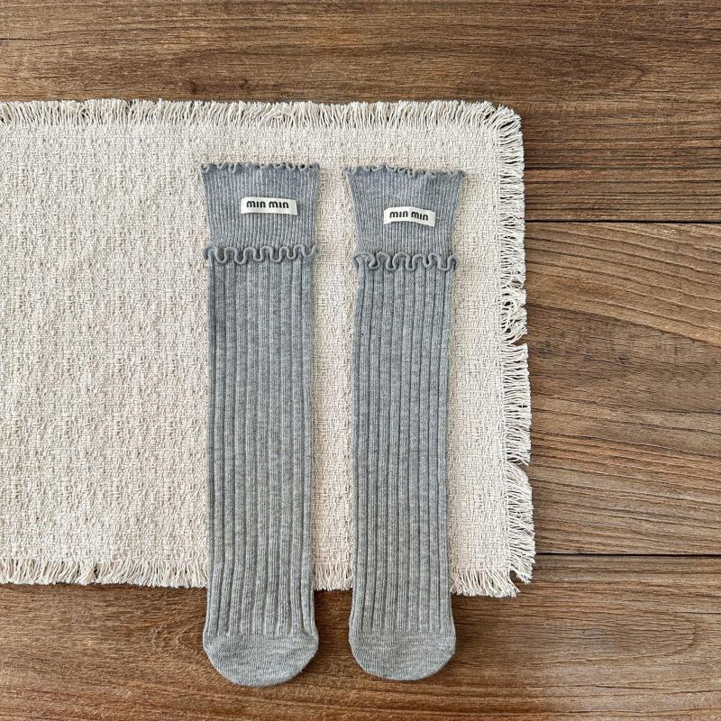 Children's Korean Retro Baby Girls Socks Set Cute Ruffle Solid Color Soft Cotton Princess Long Socks for Kids Autumn