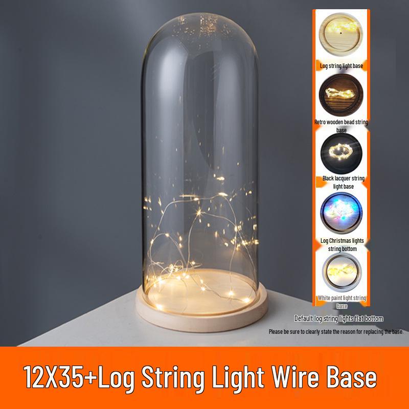 LED Sea Urchin Night Light with Preserved Flower in Glass Cover