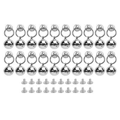 20 Sets Rivet and Screw 14mm Bell Rivets with 9.5x7.5mm Pull Rings 7.5mm Crossed Screws for Leather