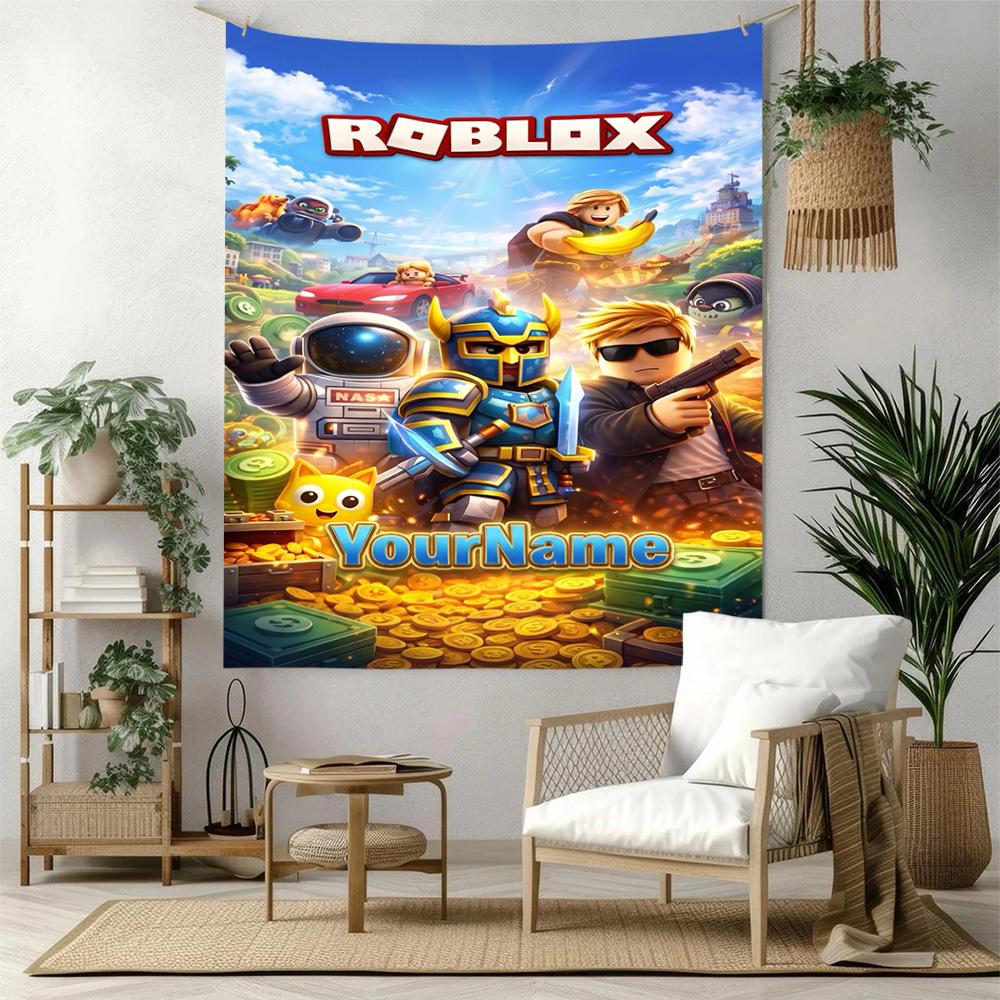 Roblox Personalizzato Il Tuo Nome Decorazione Murale Arazzo Artistico Per Memoriale di Animali Domestici Compleanno Festa Nuziale Sfondo Regalo di Famiglia