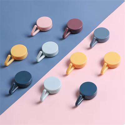 Hook Cute Solid Color Decorative 5PCS Adhesive Circular Hook No Punching Kitchen Small Hook Wall Hanging  Accessories