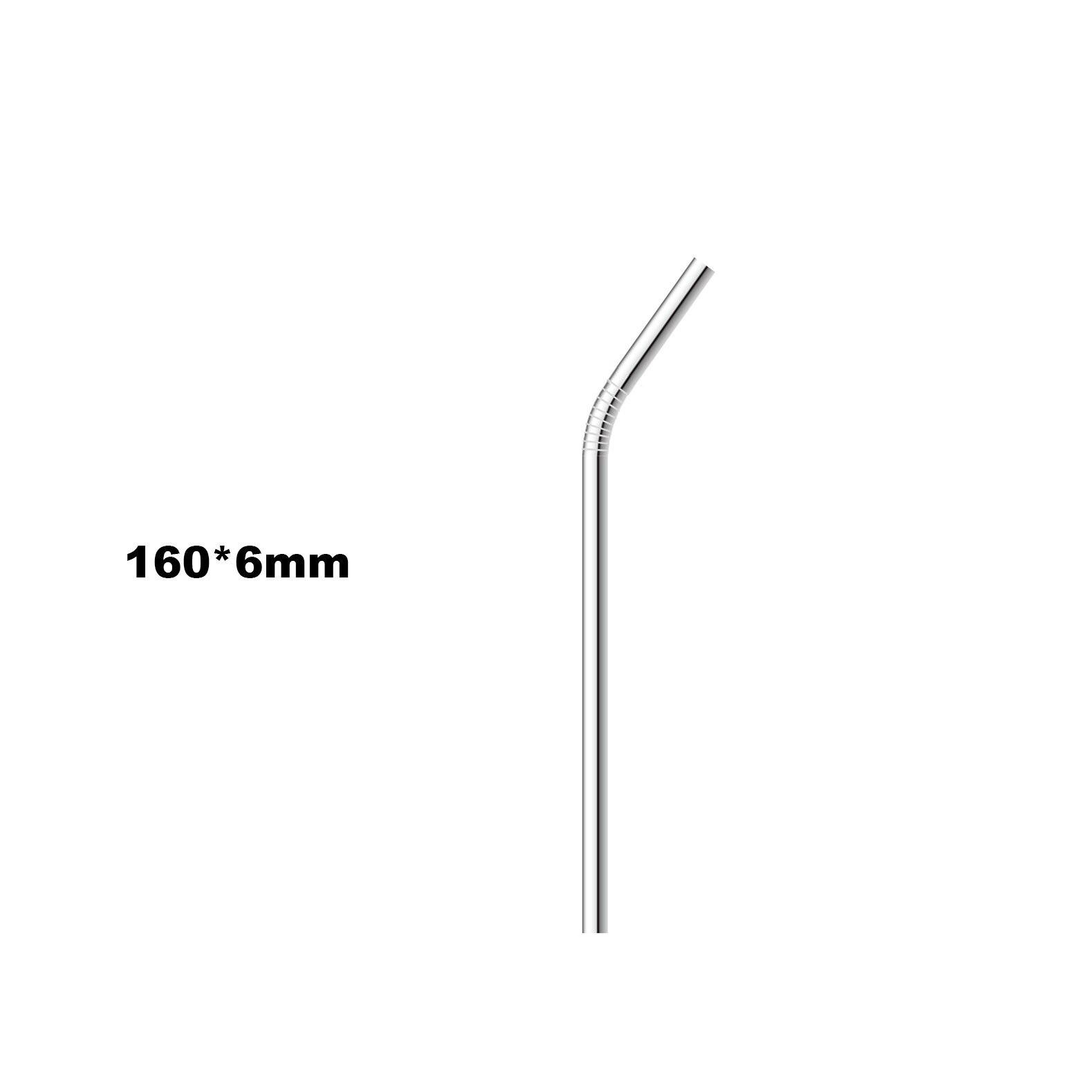 

Прямые соломинки, изогнутая соломинка, короткая расширенная минимальная серебряная многоразовая соломинка из нержавеющей стали, металлическая щетка для чистки трубочек для питья, рождественская вечеринка в баре 160mmx6mm Bend