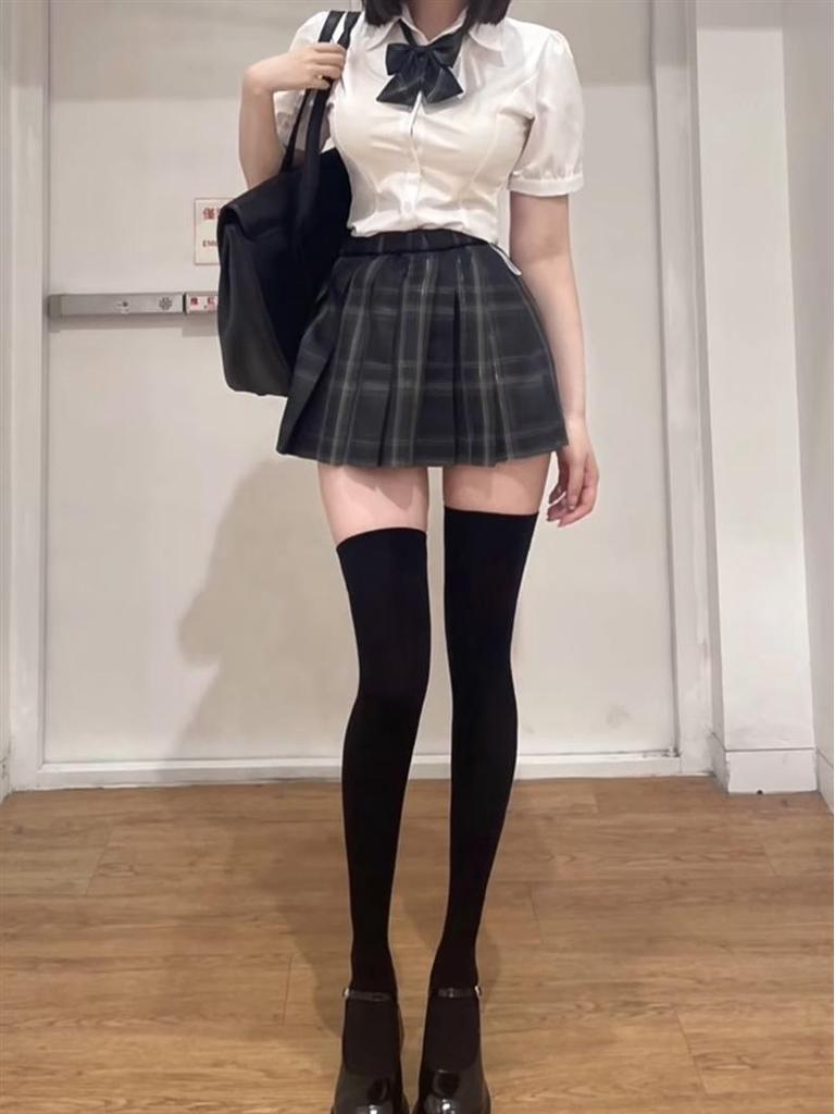 Sweet & Spicy Academy Waist-Hugging JK Uniform Women's Slimming Puff Sleeve Blouse