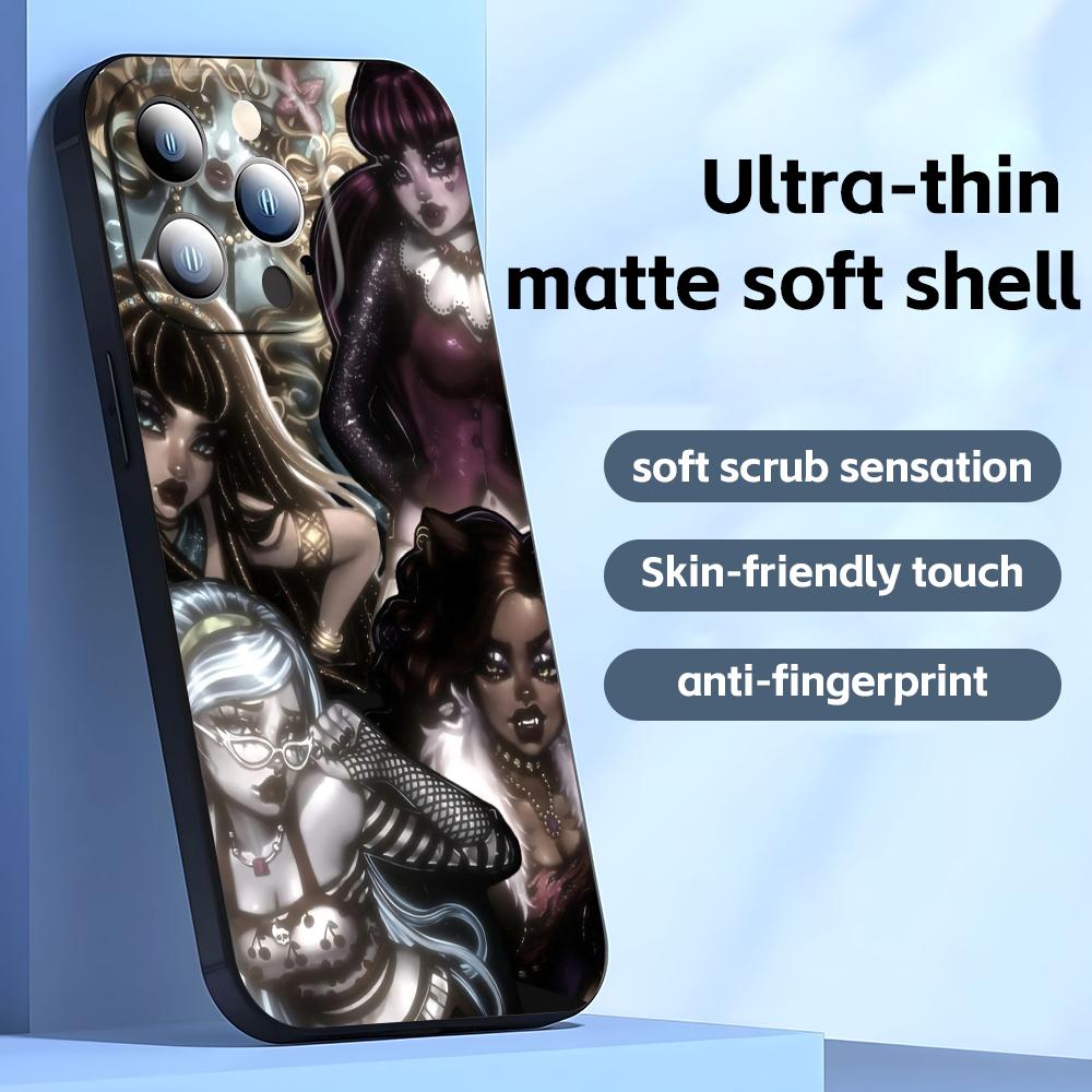 M-MonsterS Cartoon H-HighS  Phone Case For iPhone17 16 16e 15 14 13 12 11 Plus Mini Pro Max Soft Black Shockproof Cover