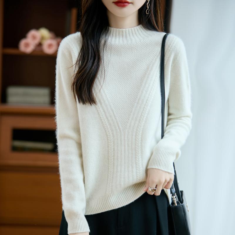 Dámský kašmírový svetr Kašmír Qinghe 30% kašmír 70% vlna podzimní a zimní pulovr hřejivý a módní