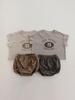 Children's Summer Short-Sleeve Two-Piece Set: Baby Letter Print T-Shirt & Bread Pants In Merade Color