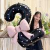 40-inch Black Large Numbers Bow Decoration for First Birthday Photo Booth