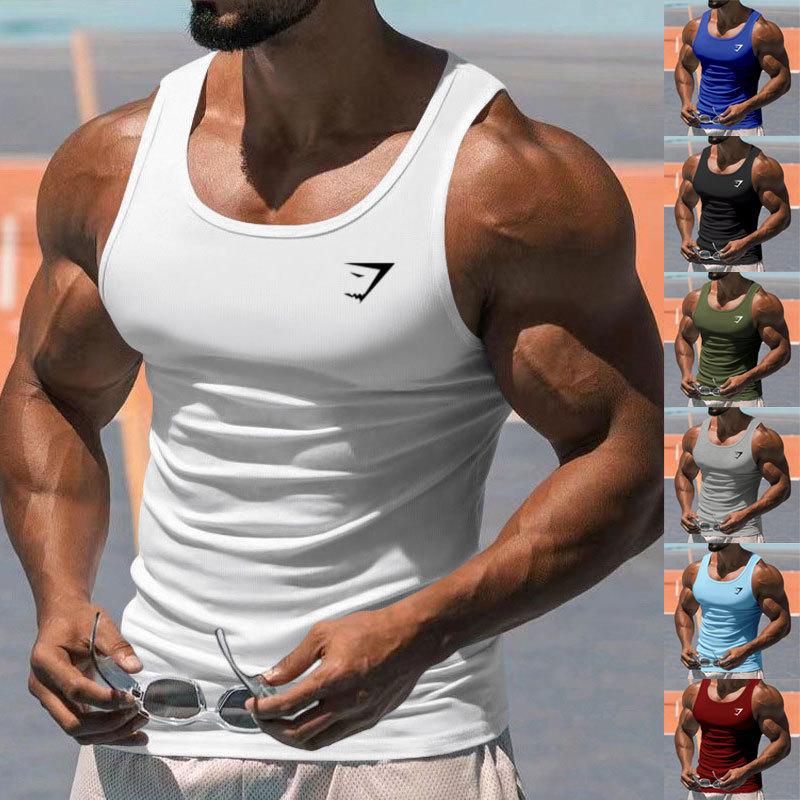 Chaleco Fitness Racerback de Verano Europeo 2025 para Hombre - Color Sólido, Estilo Ligero de Entrenamiento
