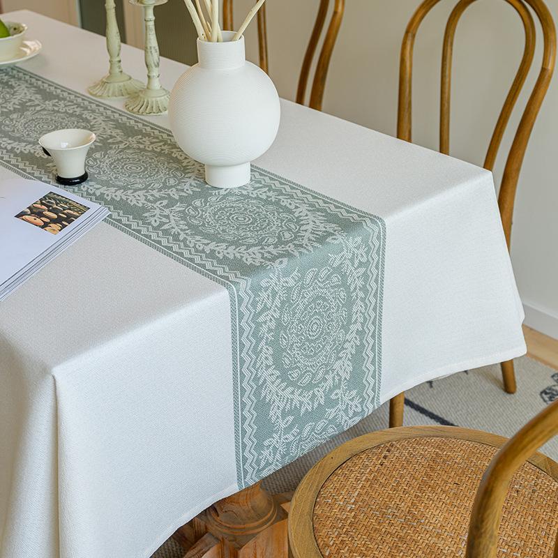 Thick Cotton Linen Jacquard Tablecloth Modern Minimalist Coffee Table Cover 90*90cm