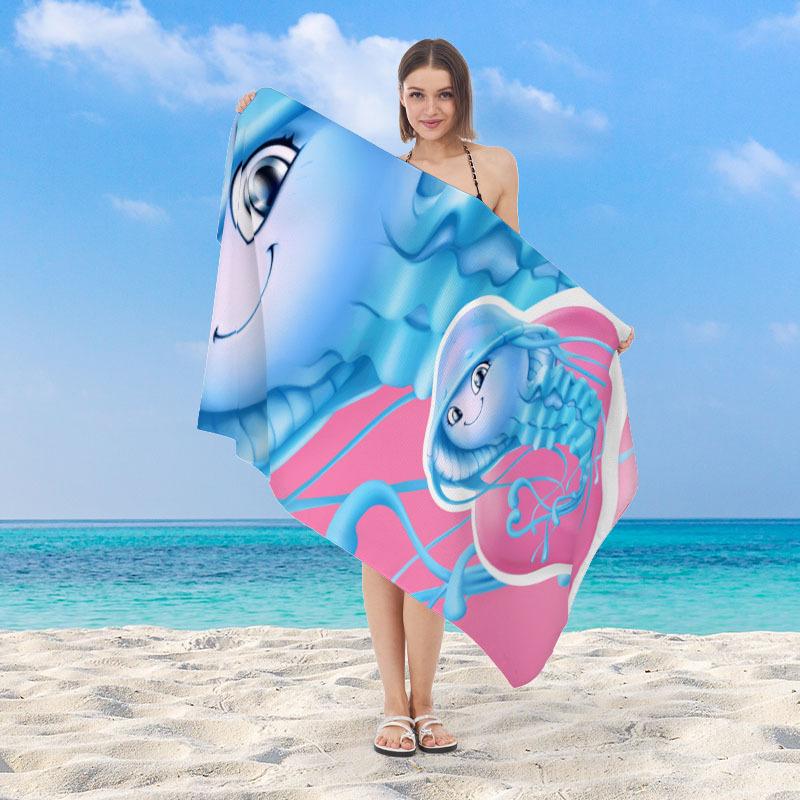 Surfboard Palm Tree Beach Towel Microfiber Quick Dry Absorbent Lightweight Tropical Print Towel for Beach Pool Vacation Travel