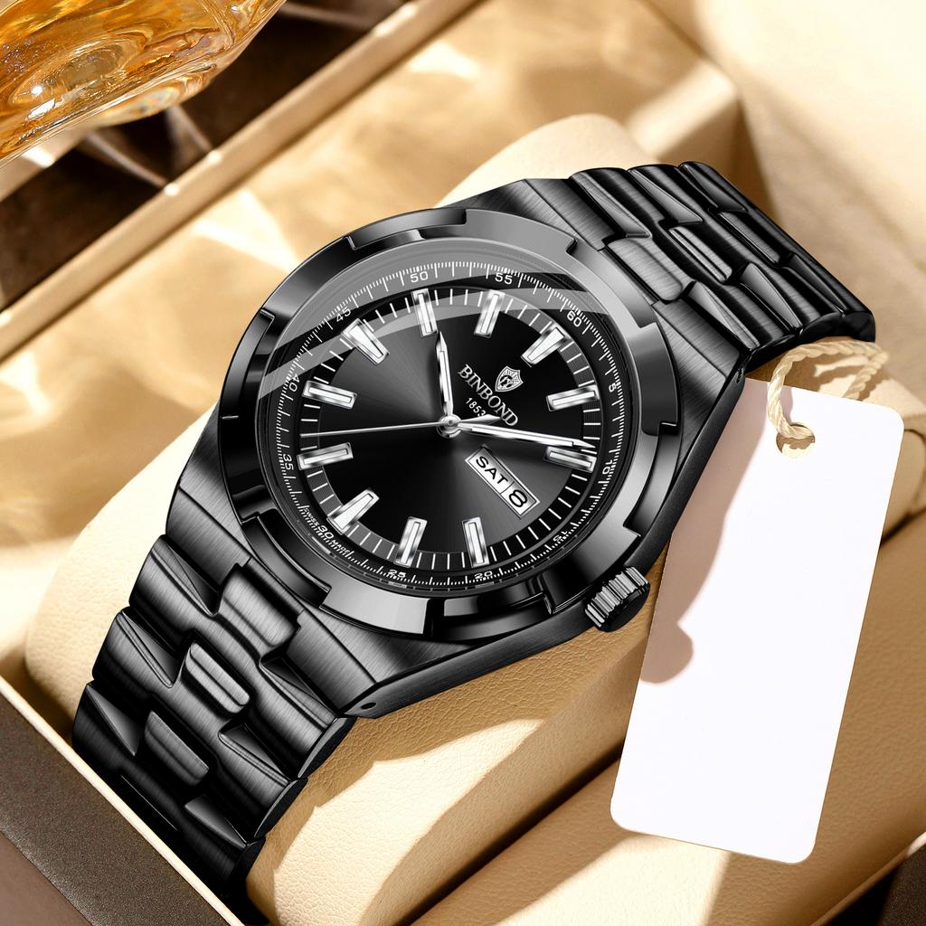 Man Wristwatch Quartz Men Business Watches Waterproof Luminous Date Week Stainless Steel Watch Male Reloj