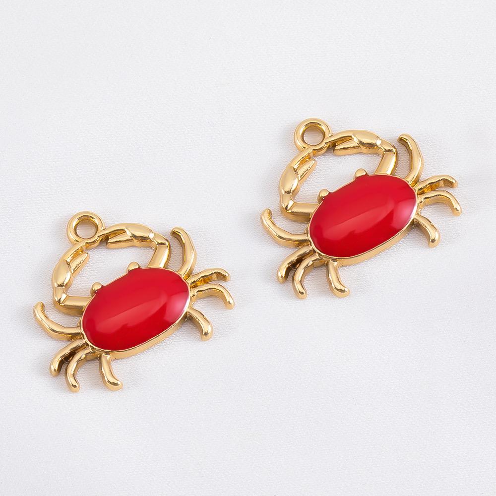 10pcs Cute Orange Enamel Sea Coral Turtle Conch Fish Starfish Charms Alloy Pendants for DIY Necklace Bracelet Jewelry Findings