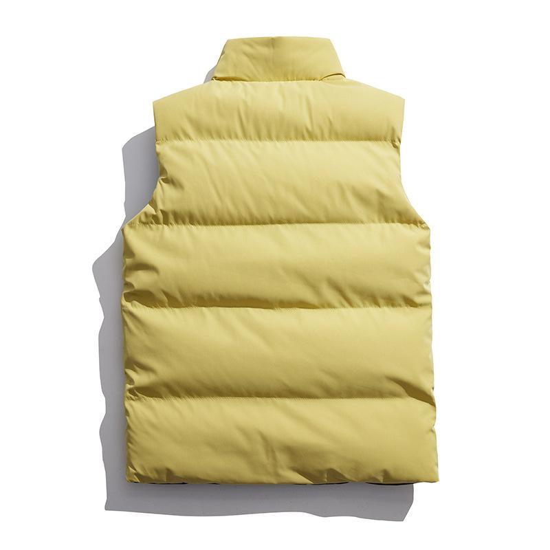 New Men's Stand-up Collar Double-sided Wear Thickened Down Cotton Vest Autumn and Winter Tide Youth Large-size Casual Wear
