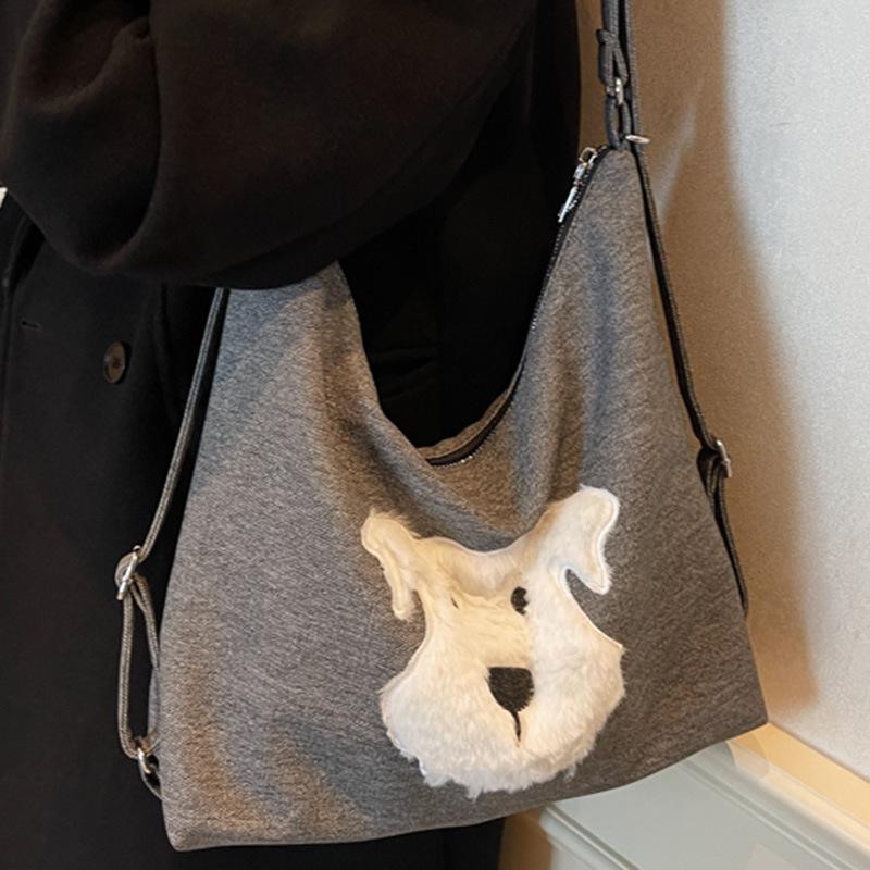 2025 summer bag large capacity soft leather women's shoulder bag new plush bear backpack handbag women's bag