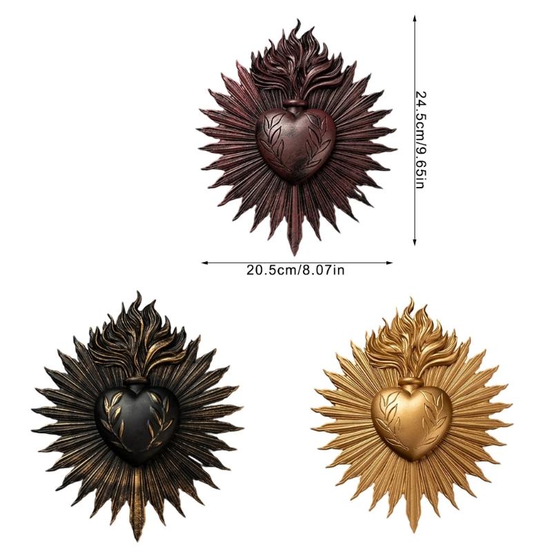 Elegant Gothic Sacred Hearts Wall Hanging Plaque Resin Cardiac Sculpture Ornament Perfect for Home Office Decors Gift