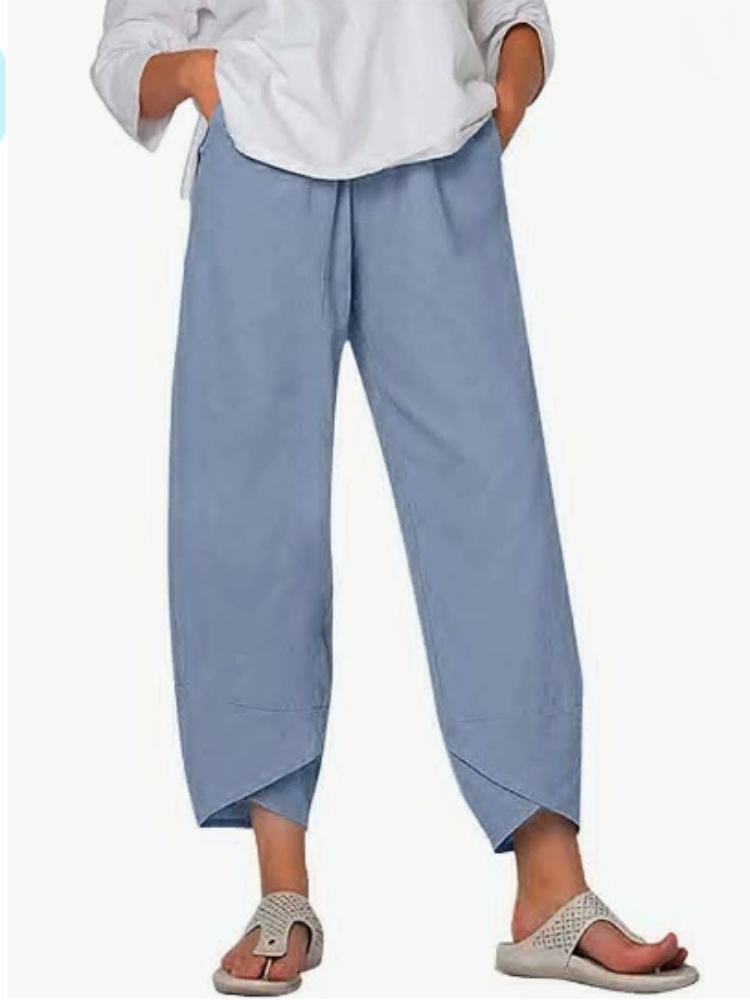 Elastische Taille Katoen Linnen Losse Casual Broek Huisbroek Dames