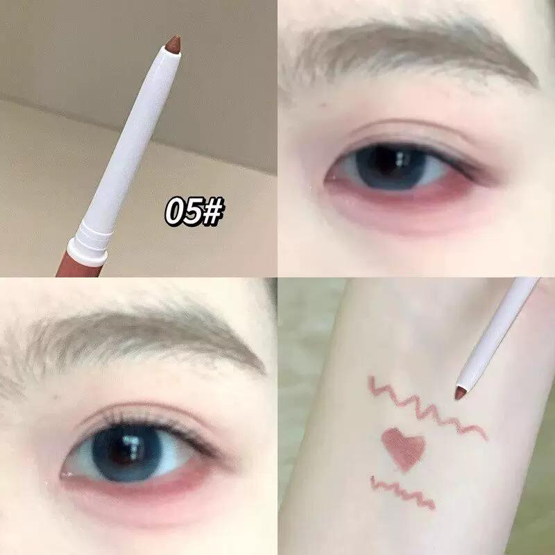 Soft and Atmospheric Eyeliners! Double-Ended Aegyo-Sal Eyeshadow Pen with Brightening Pearlescent Waterproof Matte Finish In Pink-Brown for Women
